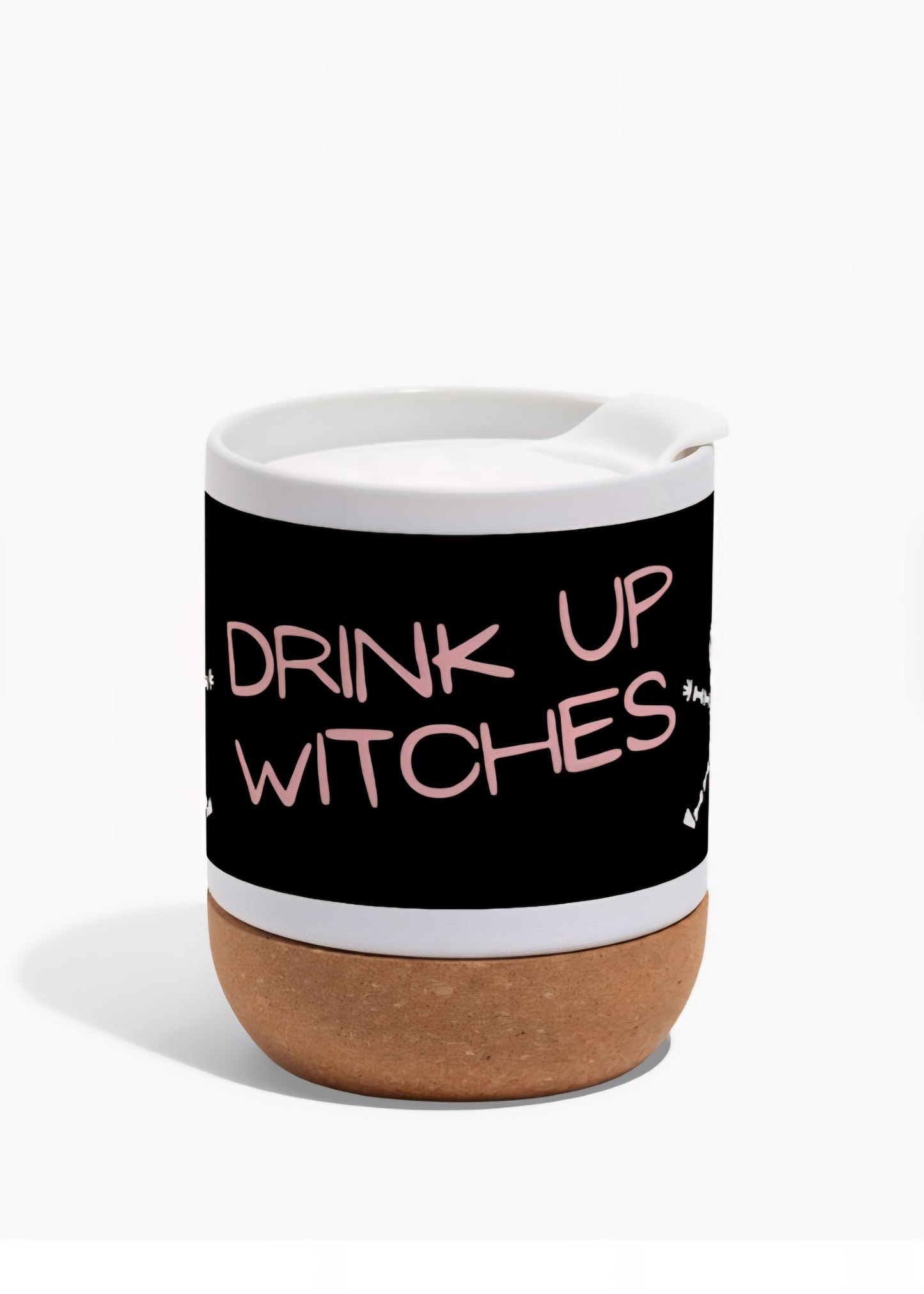 Witches Tea Mug | Halloween Ceramic Cup with Cork Base & Lid