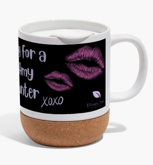 sTEAmy Tea Mug | Ceramic Tea Cup with Cork Base & Lid