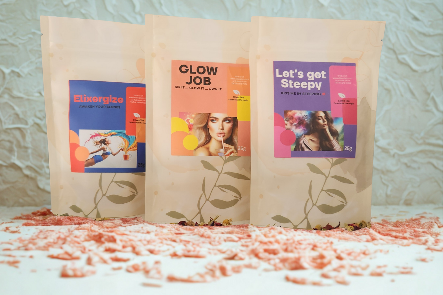 Dusk till Dawn ๐  | Trio gift set with Elixergize, Glow Job and Let's Get Steepy teas | plus a Tea infuser"